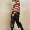 CURRENT AIR Striped Ruffled Mock Neck Sweater Sweaters